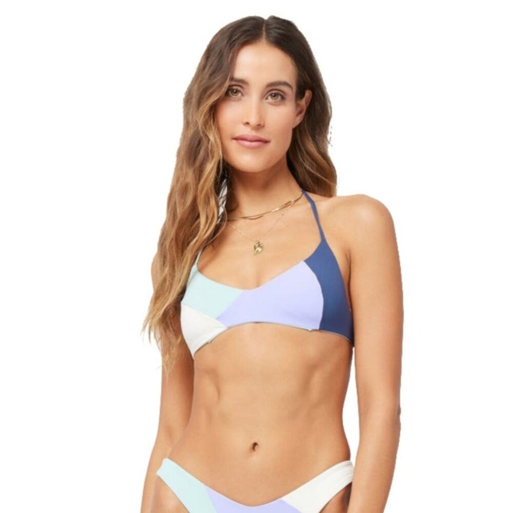 L*Space Sea Glass Bikini Top Blue Purple White Size Small NWT